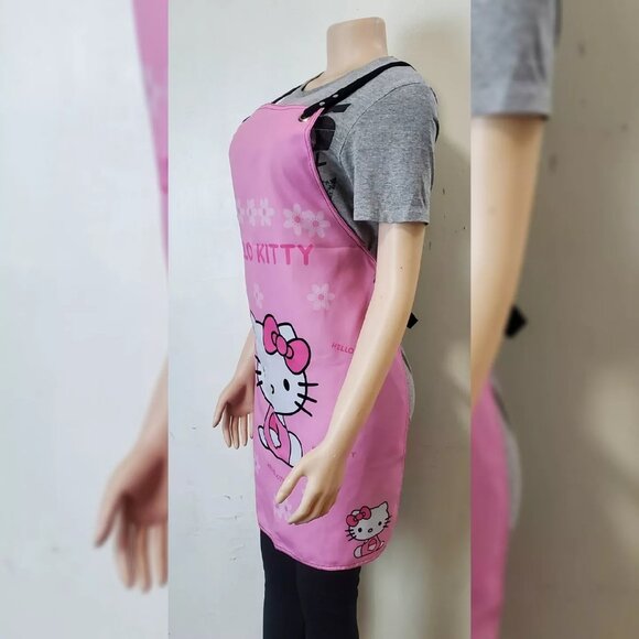 CARTOON HELLO KITTY CUTE KITCHEN APRON BIG LOGO PINK ONESIZE - Picture 5 of 6